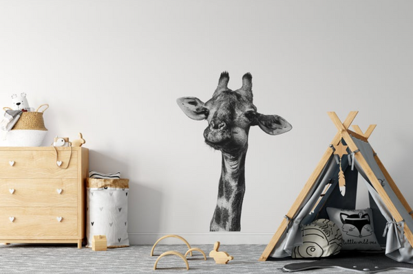 African Giraffe Portrait - Fabric Nursery Wall Art Decals