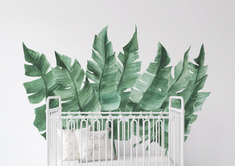 Sage Green Leaves- Fabric Nursery Wall Art Decals