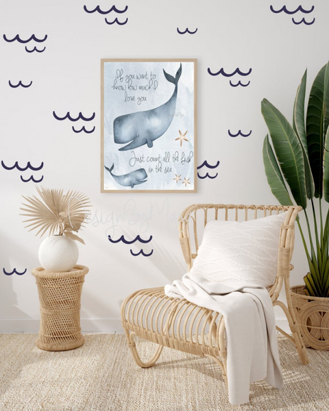 Baby Ocean/Sea Waves - Fabric Nursery Wall Art Decals