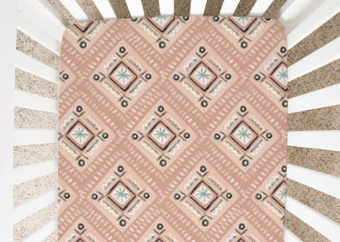 Abstract Peach Diamond Patterns - Minky / Jersey Crib Sheets