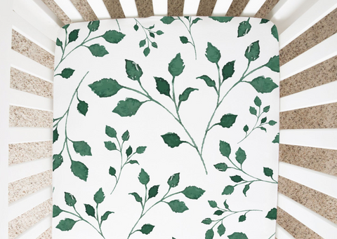 Dark Green Ivy Plants - Minky / Jersey Crib Sheets