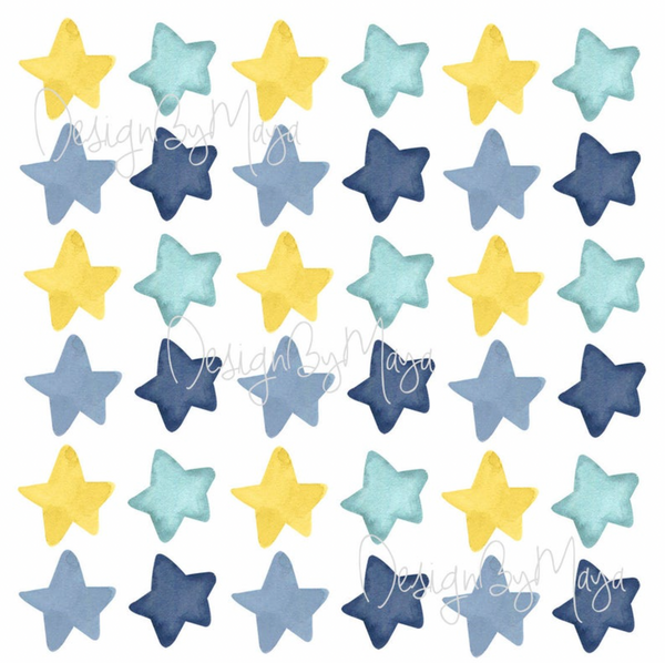 Chunky Blue and Yellow Stars - Fabric Nursery Wall Art Decals