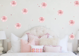 Taffy Pink Peony Roses - Fabric Nursery Wall Art Decals