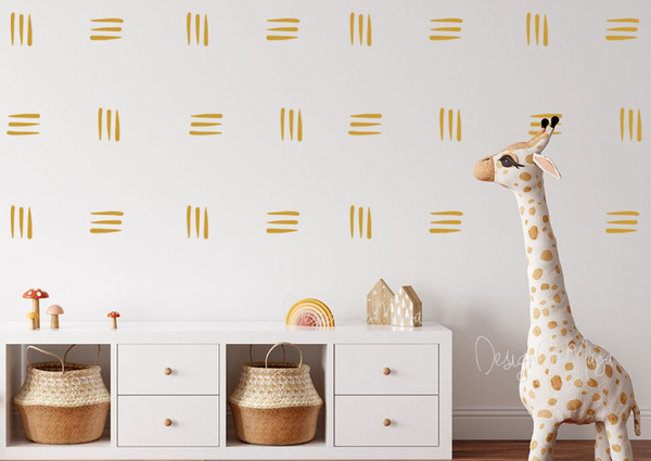 Orange Giraffe Lines - Fabric Nursery Wall Art Decals