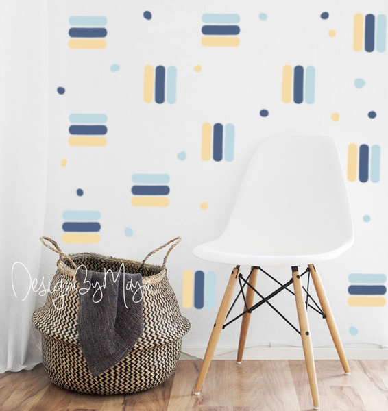 Modern Stripes and Polka Dots - Fabric Nursery Wall Art Decals
