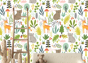 Magical Woodland, Baby Squirrel and Deer - Nursery Wall Decor Wallpapers
