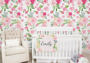 Baby Girl Fuscia Flowers - Nursery Wall Decor Wallpapers
