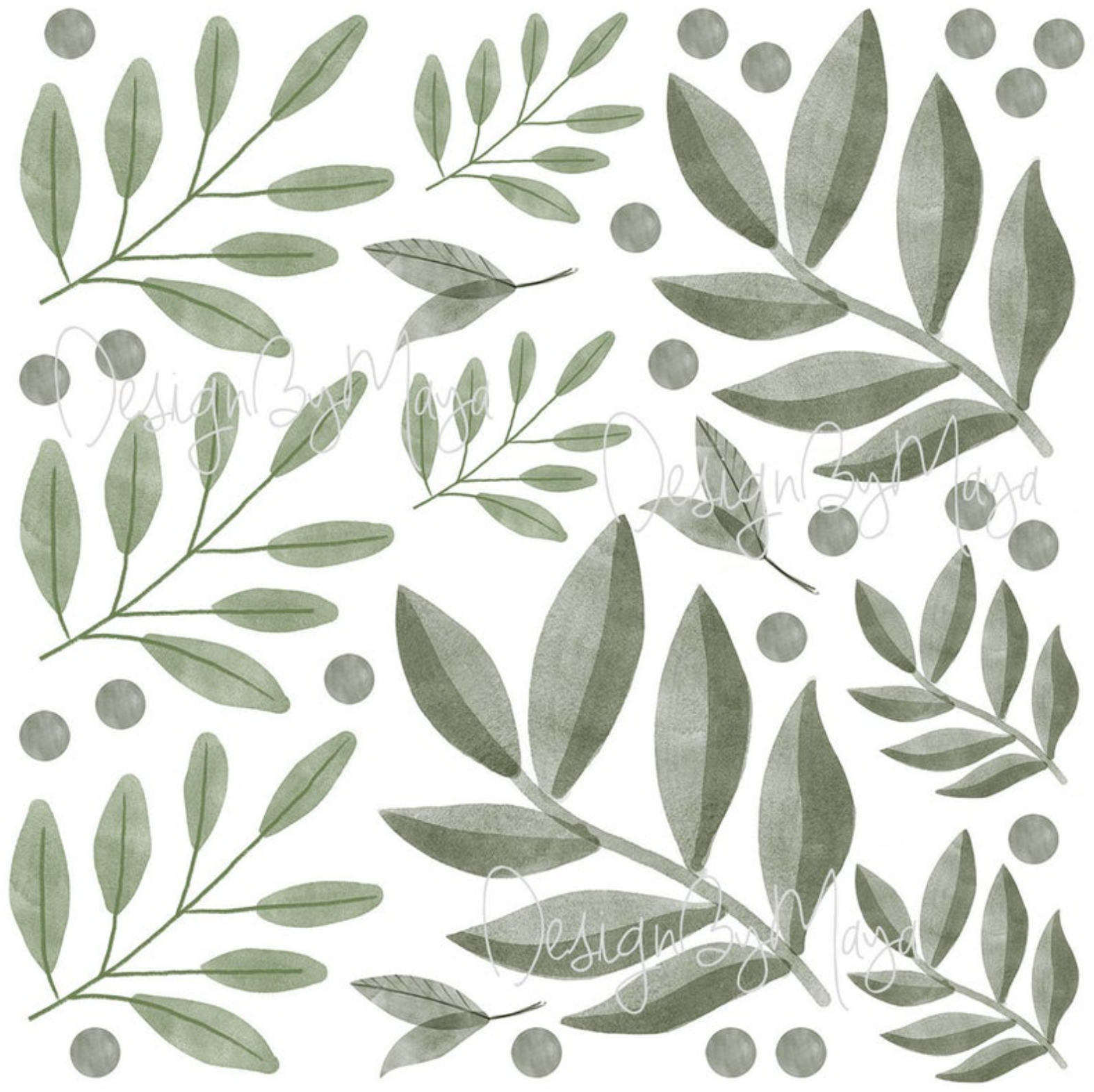 Wild Flowers & Green Leaves - Fabric Nursery Wall Art Decals