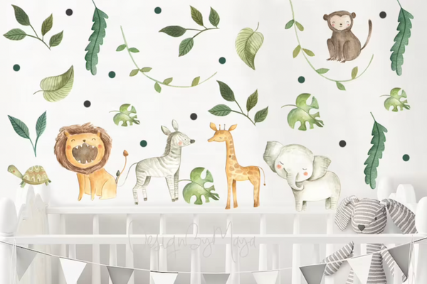 Safari King of the Jungle - Fabric Nursery Wall Art Decals