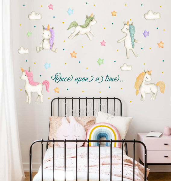 Baby Rainbow Unicorns- Fabric Nursery Wall Art Decals