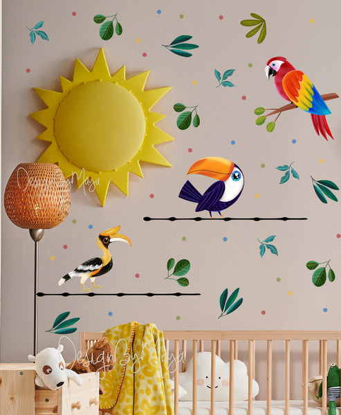 Jungle Animals Tropical theme - Fabric Nursery Wall Art Decals