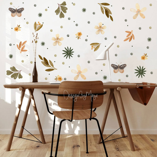 Boho Foliage wall decals - Fabric Nursery Wall Art Decals