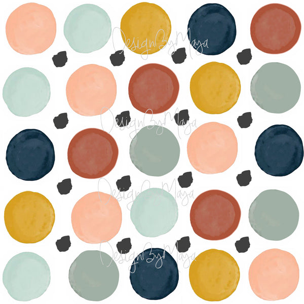 Watercolor Earth tones Polka Dots - Fabric Nursery Wall Art Decals