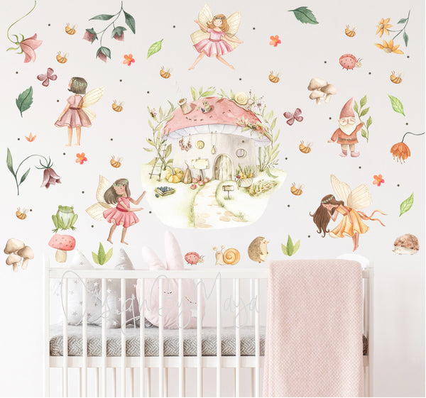 Magical Flower Fairies - Fabric Nursery Wall Art Decals