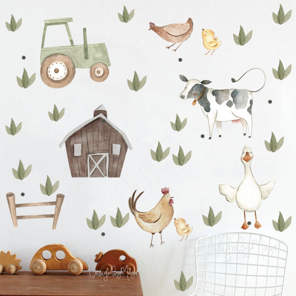 Farm Animals and Friends - Fabric Nursery Wall Art Decals