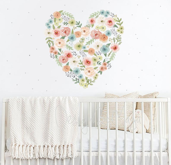 Baby Girl Pink Flowers- Fabric Nursery Wall Art Decals