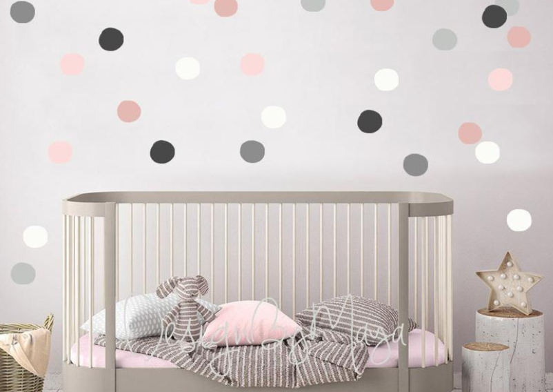 Baby Girl Polka Dots - Fabric Nursery Wall Art Decals