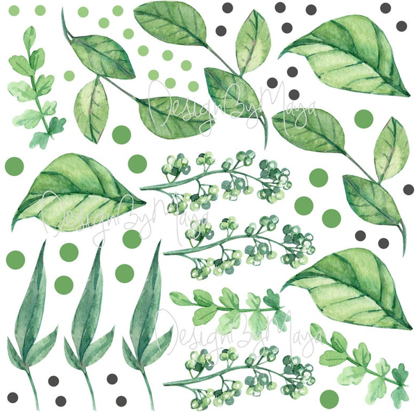 Scandinavian Botanical leaves - Fabric Nursery Wall Art Decals