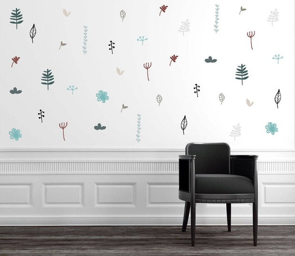 Scandinavian Botanical Plants - Fabric Nursery Wall Art Decals