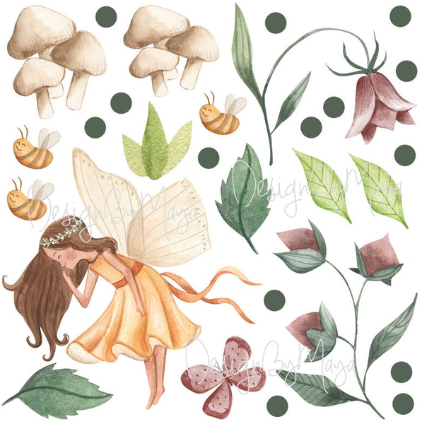Magical Flower Fairies - Fabric Nursery Wall Art Decals