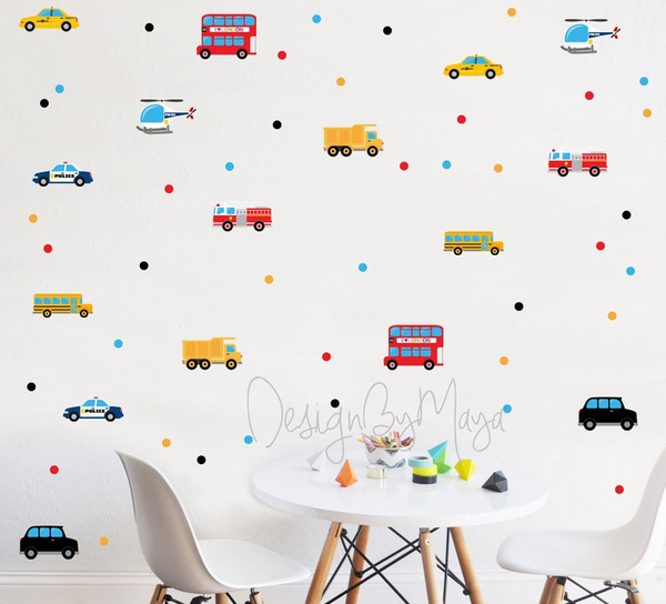 City Transportation Vehicles - Fabric Nursery Wall Art Decals