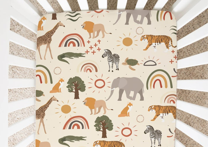 Saharan Safari Friends - Minky / Jersey Crib Sheets