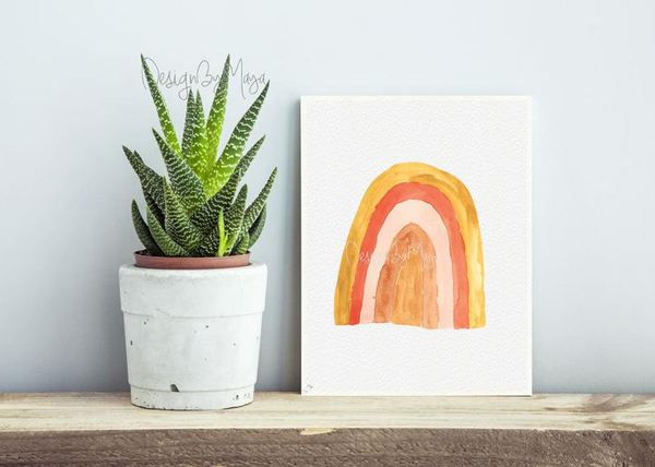 Tropical Sun, Moon, Rainbow, and Fruits - Luster Paper Nursery Wall Art Prints