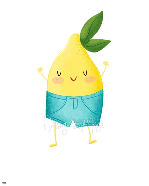Silly Fruits Collection - Silly Lemon - Digital Nursery Wall Art Prints
