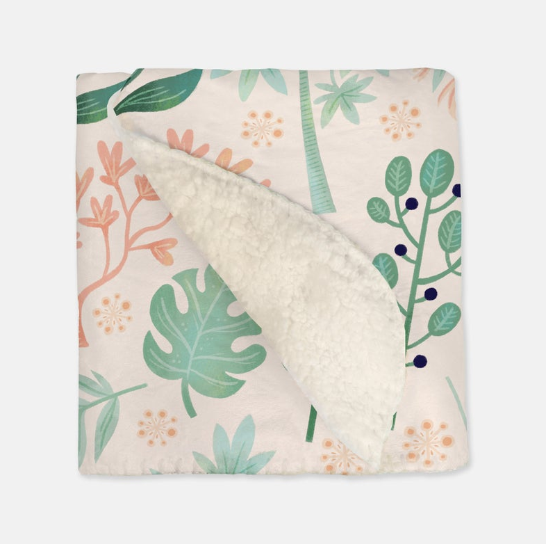 Coral Ocean Trees and Foliage - Vintage Baby Blanket