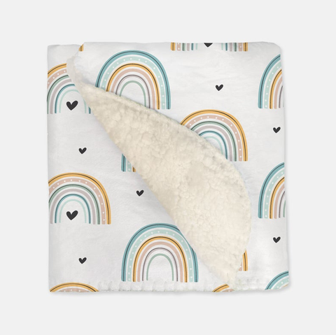 Southern-Style Light Teal and Honey Boho Rainbows - Vintage Baby Blankets