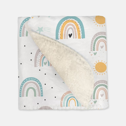 Southern-Style Light Teal and Lavender Rainbows - Vintage Baby Blankets