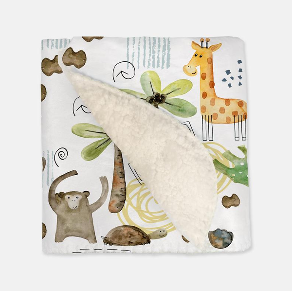 Jungle Animals and Plants - Vintage Baby Blanket