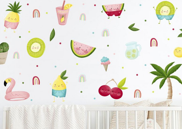 Silly Fruits Collection - Silly Summer Fruits - Fabric Nursery Wall Art Decals