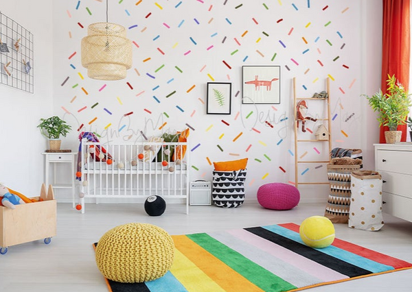 Scandinavian Confetti Lines - Fabric Nursery Wall Art Decals
