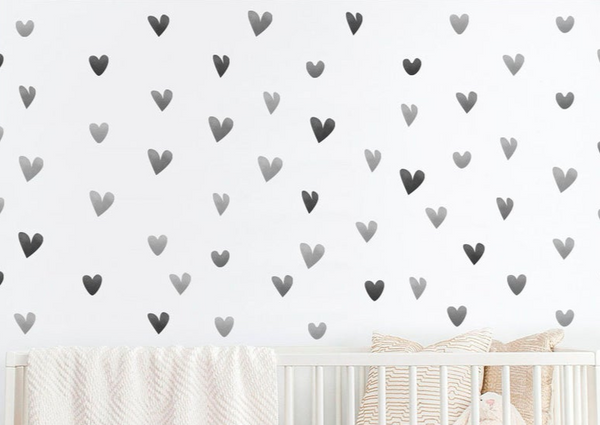 Cute Baby Girl Hearts - Fabric Nursery Wall Art Decals