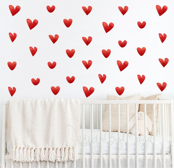 Cute Baby Girl Hearts - Fabric Nursery Wall Art Decals