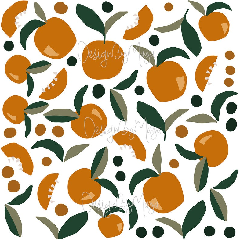 Citrus Clementines Decals - Fabric Nursery Wall Art Decals