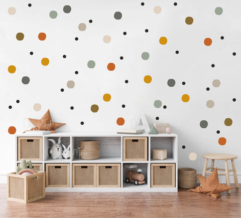 Earth tones Polka Dots - Fabric Nursery Wall Art Decals