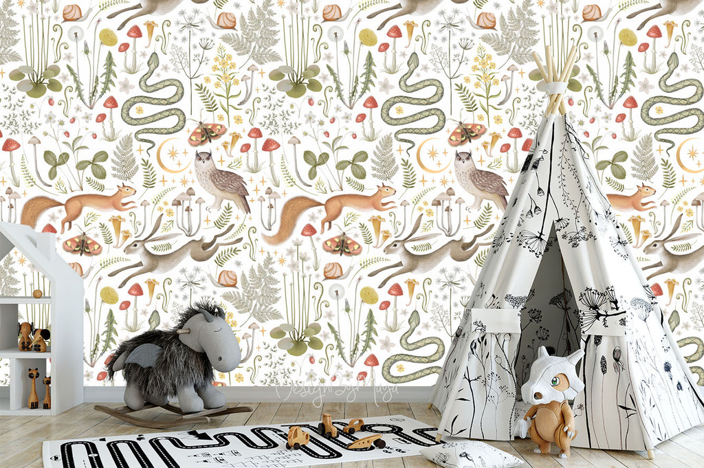 Woodland Nursery Animals Forest Wallpaper  Cozy Nursery