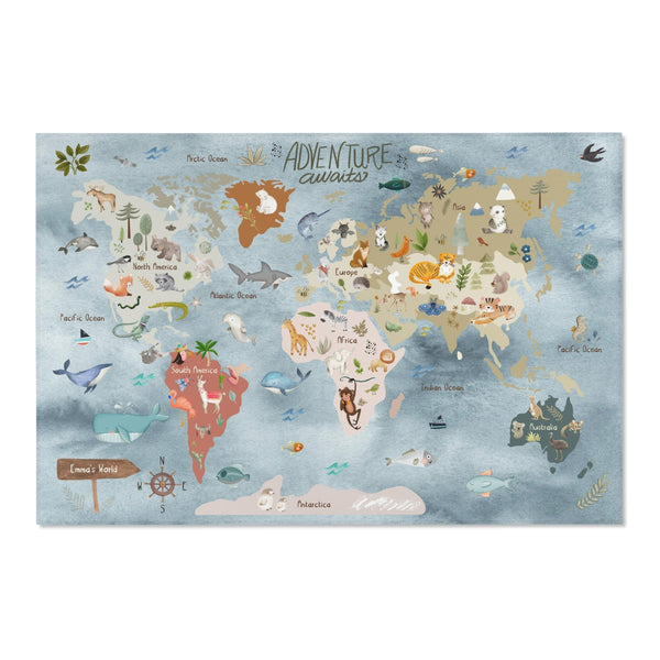World Map Kids Room Rug - Oh, the places you'll go / Adventures await