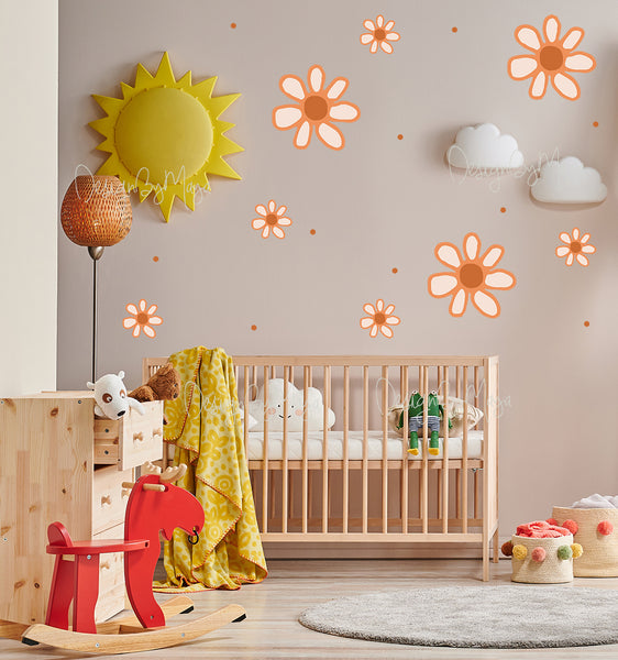 Giant Daisy Flowers - Fabric Nursery Wall Art Decals