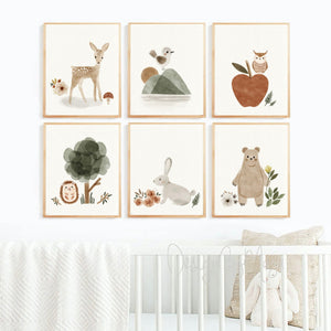 Woodland Baby Animals Prints - Luster Paper Nursery Wall Art Prints