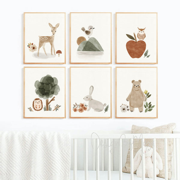 Woodland Animals Prints - Luster Paper Nursery Wall Art Prints