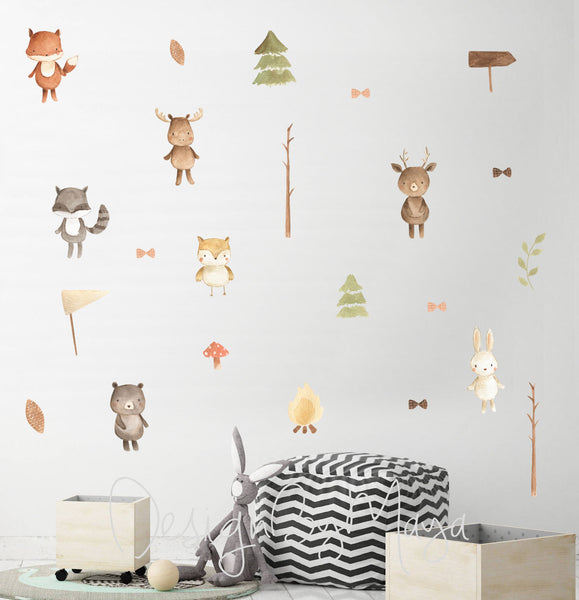 Woodland Animals, Woodland Features - Fabric Nursery Wall Art Decals