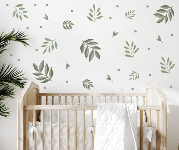 Watercolor Botanical wall stickers - Fabric Nursery Wall Art Decals