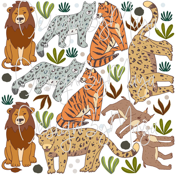 Safari Animals - Fabric Nursery Wall Art Decals